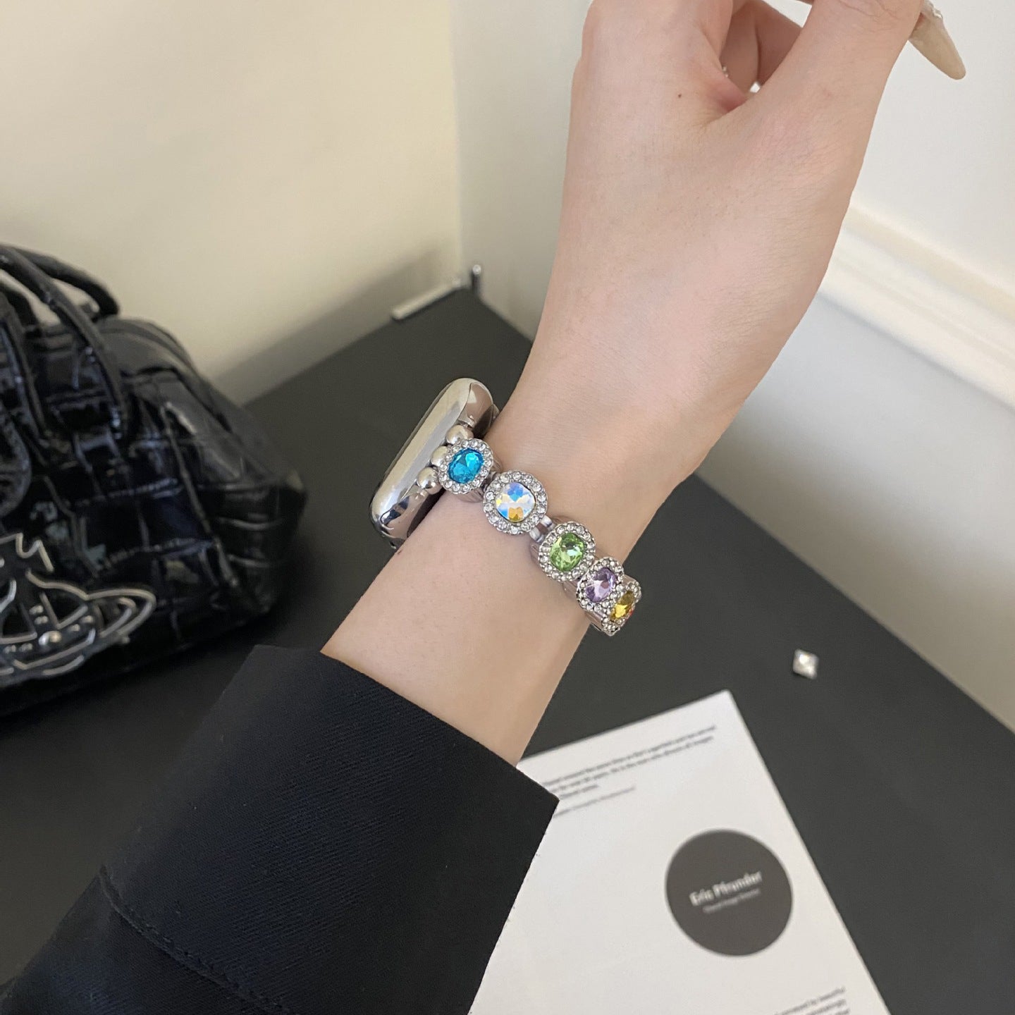 Rainbow Rhinestone Charm Bracelet