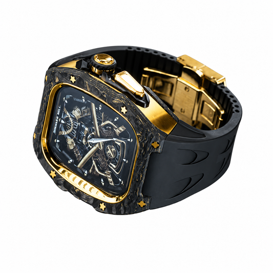 Gold Carbon Fiber Case and Fluoroelastomer Strap Set for Apple Watch - image 1