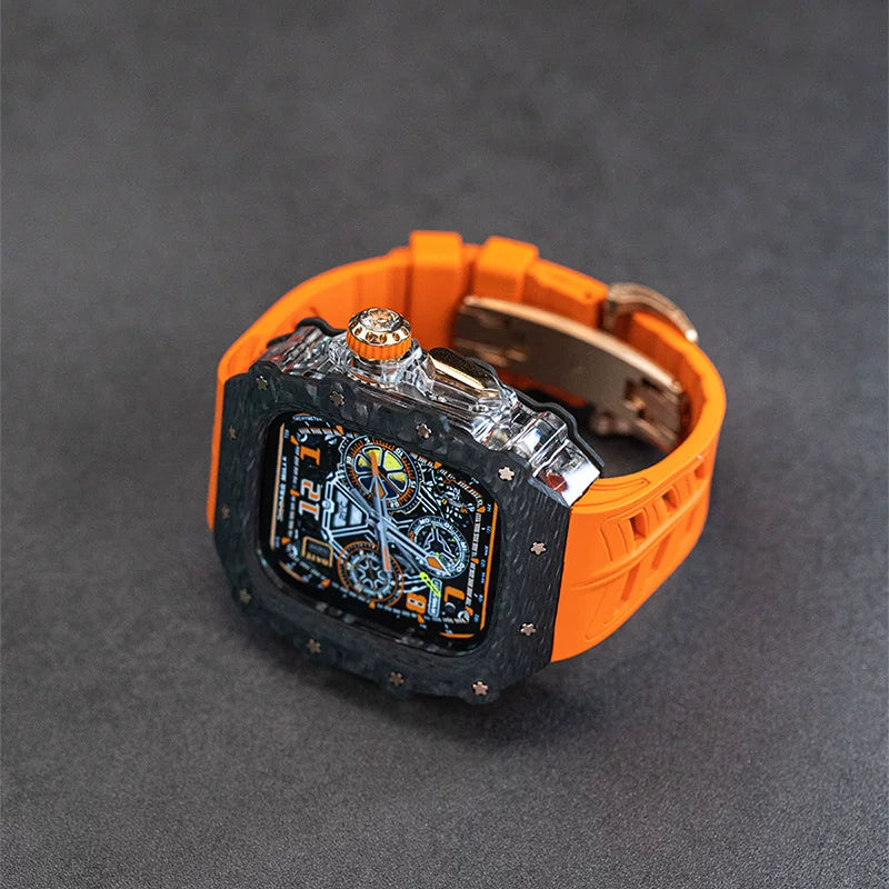 Frostline - Clear / Rose Gold Clasp - Orange strap