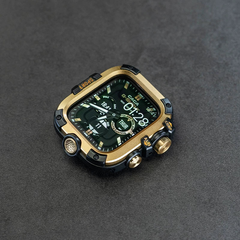 AppleWatch metal waterproof and dustproof protective case tempered film is suitable for Apple watch iwatch strap modification