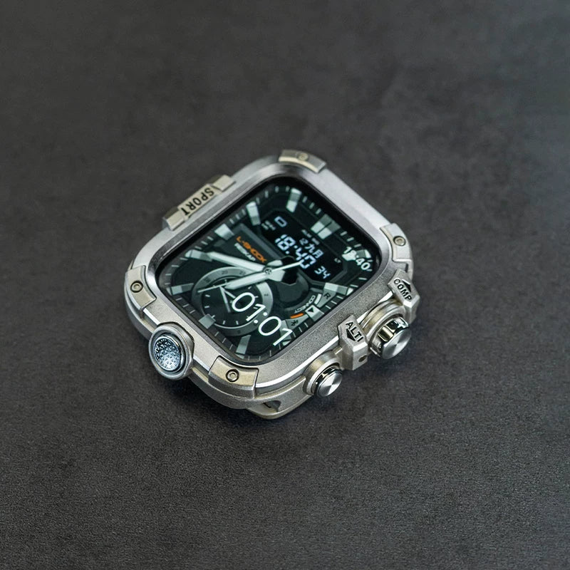AppleWatch metal waterproof and dustproof protective case tempered film is suitable for Apple watch iwatch strap modification