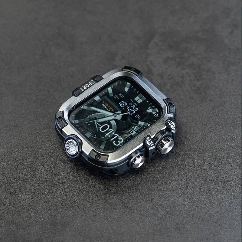 AppleWatch metal waterproof and dustproof protective case tempered film is suitable for Apple watch iwatch strap modification