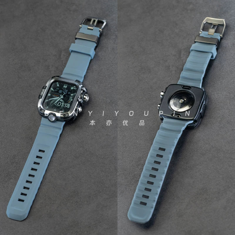 AppleWatch metal waterproof and dustproof protective case tempered film is suitable for Apple watch iwatch strap modification
