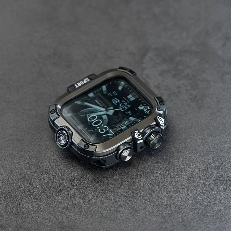 AppleWatch metal waterproof and dustproof protective case tempered film is suitable for Apple watch iwatch strap modification